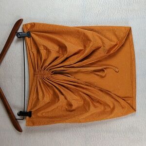 BCBG Womens Orange Sparkly Stretch Ruched Sleeveless Top Size‎ XL